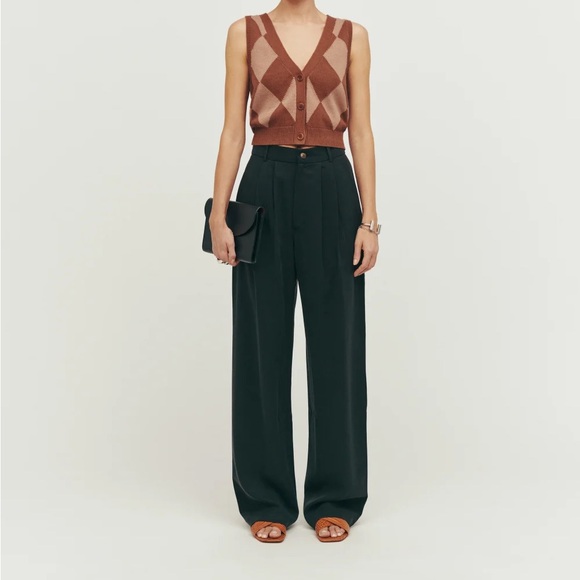 Reformation Mason black Pleated Pants - Picture 1 of 6
